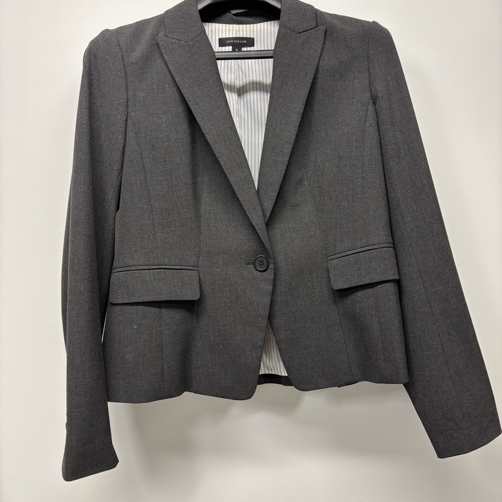 Ann Taylor Charcoal Gray Blazer Lined Women 6